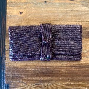 Anthropology purple beaded clutch